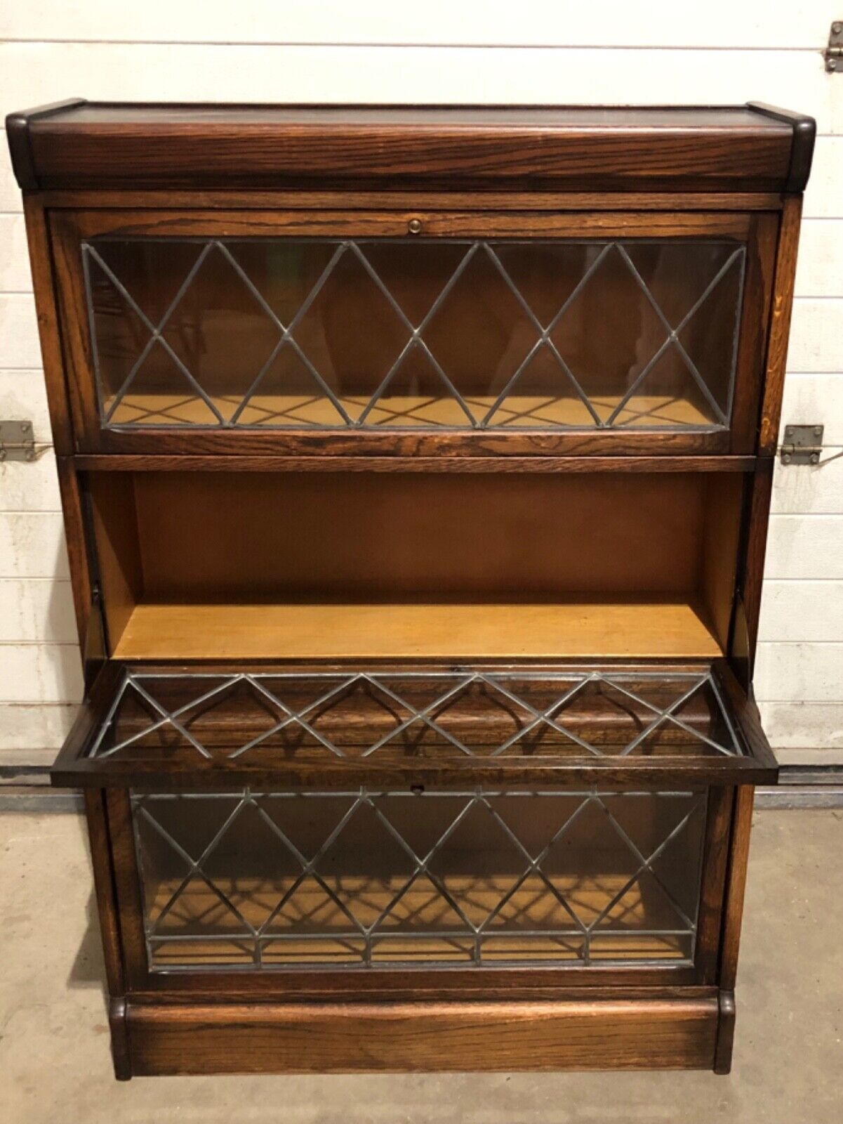 000777....Handsome Vintage Barristers Style Bookcase / Stacking Glazed Bookshelves
