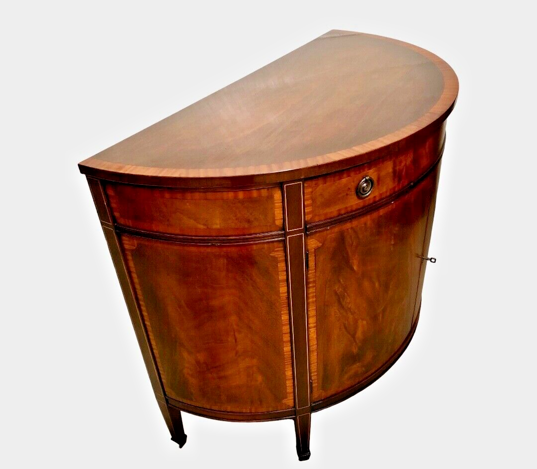 000807....Handsome Vintage Mahogany Demi Lune Side / Drinks Cabinet ( sold )