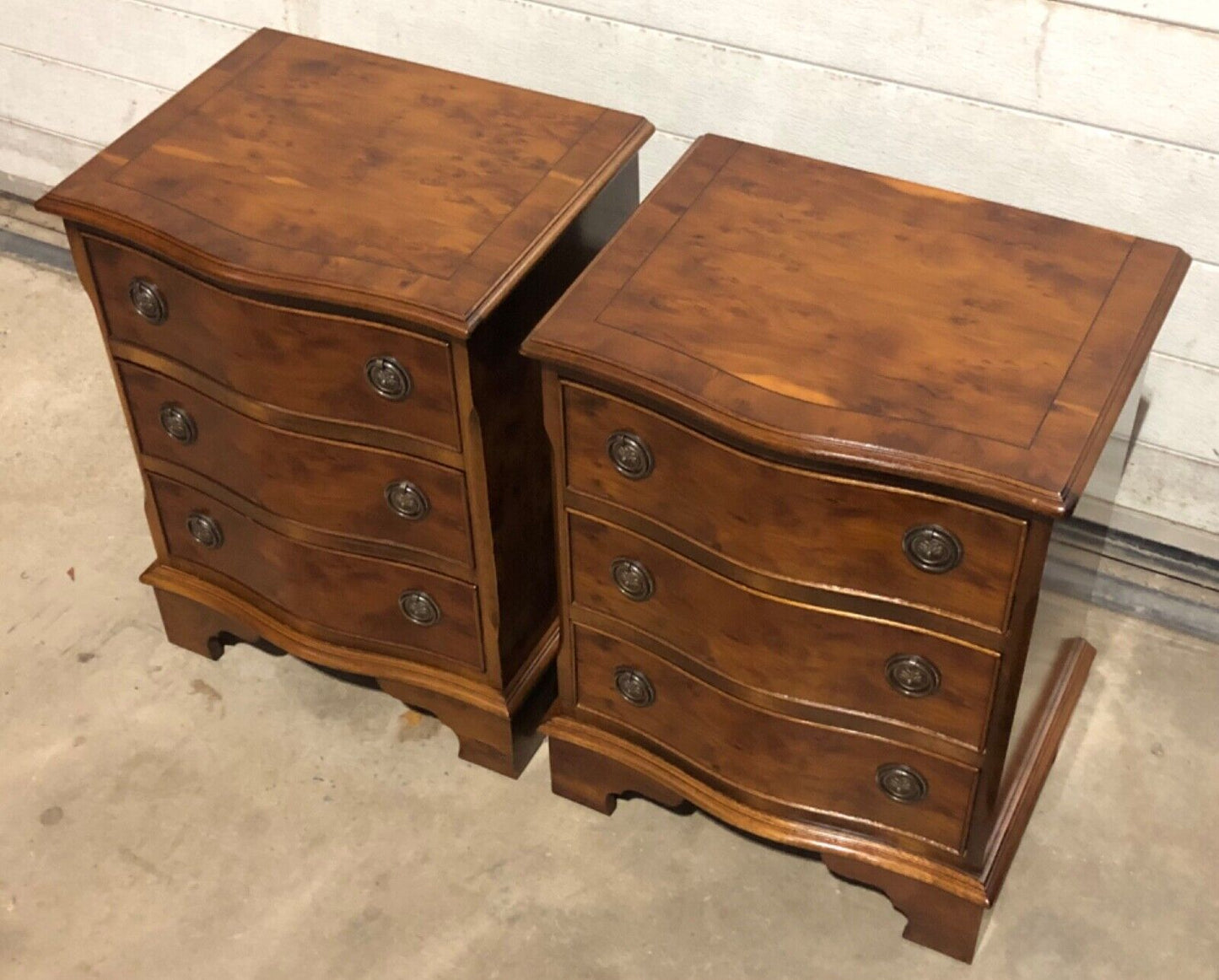 000781.....Handsome Pair Of Vintage Yew Bedside Chests / Bedside Tables( sold )
