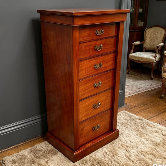 000505....Handsome Antique Walnut Wellington Chest Of Drawers