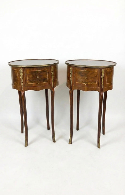 000545....Handsome Pair Of Vintage French Lamp Tables