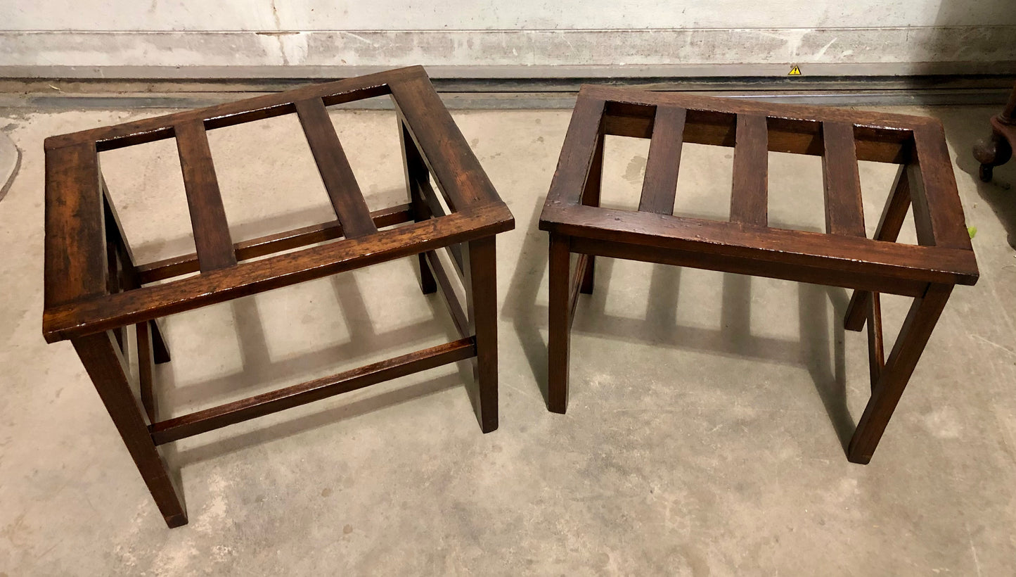 000721....Two Vintage Luggage Racks / Suitcase Stands ( sold )