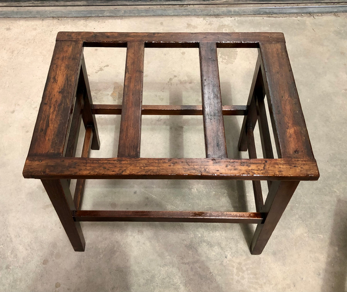000721....Two Vintage Luggage Racks / Suitcase Stands ( sold )