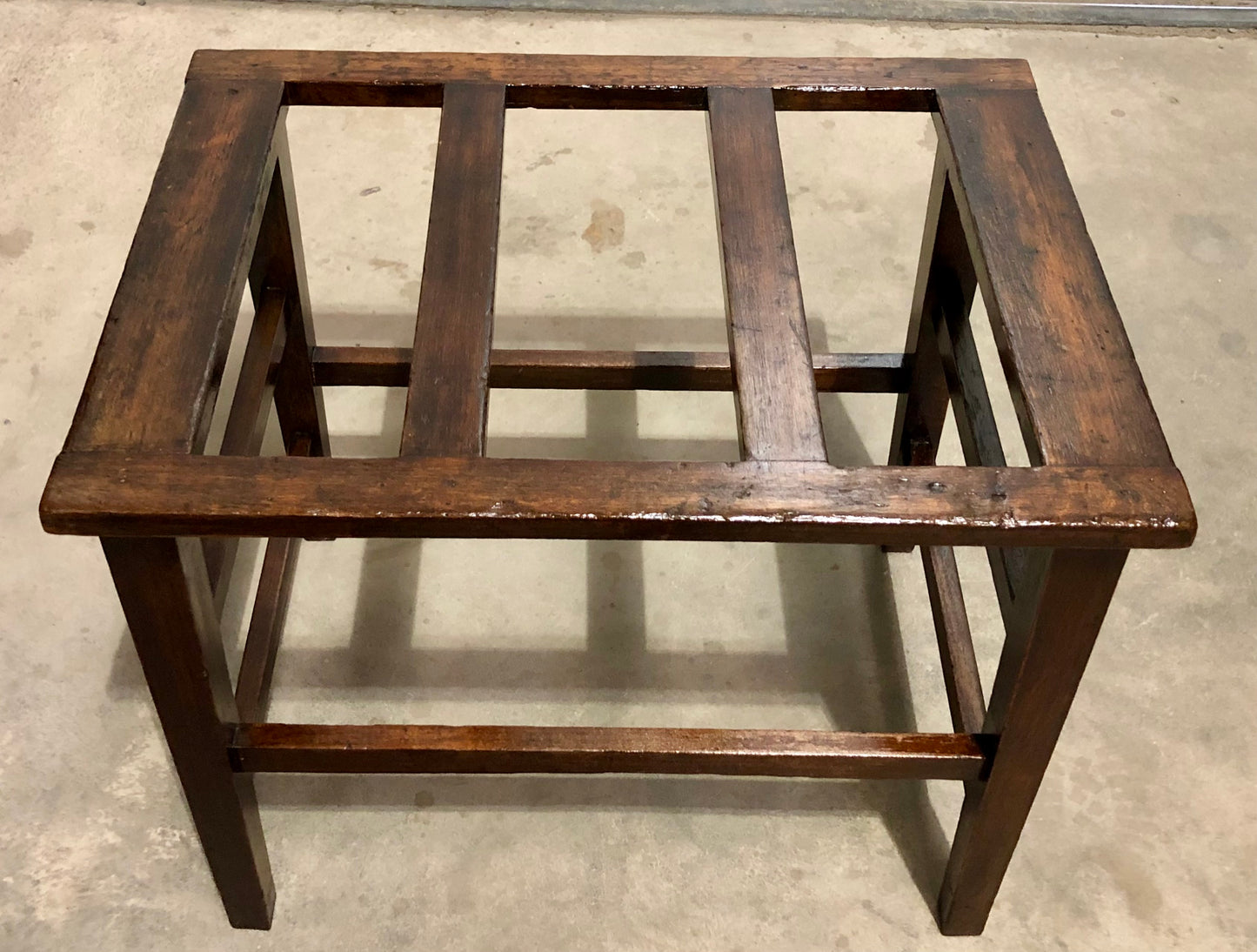 000721....Two Vintage Luggage Racks / Suitcase Stands ( sold )