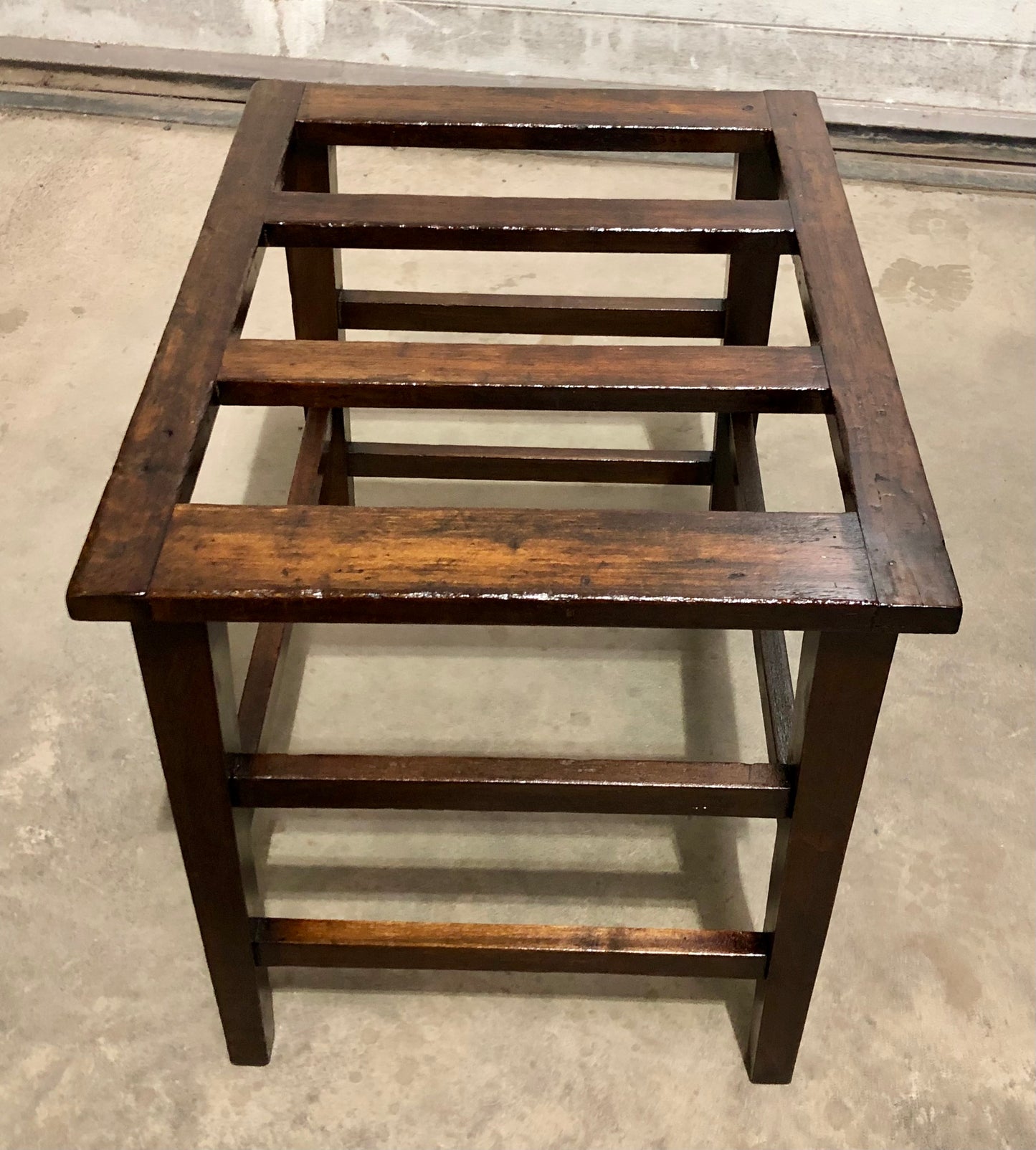 000721....Two Vintage Luggage Racks / Suitcase Stands ( sold )