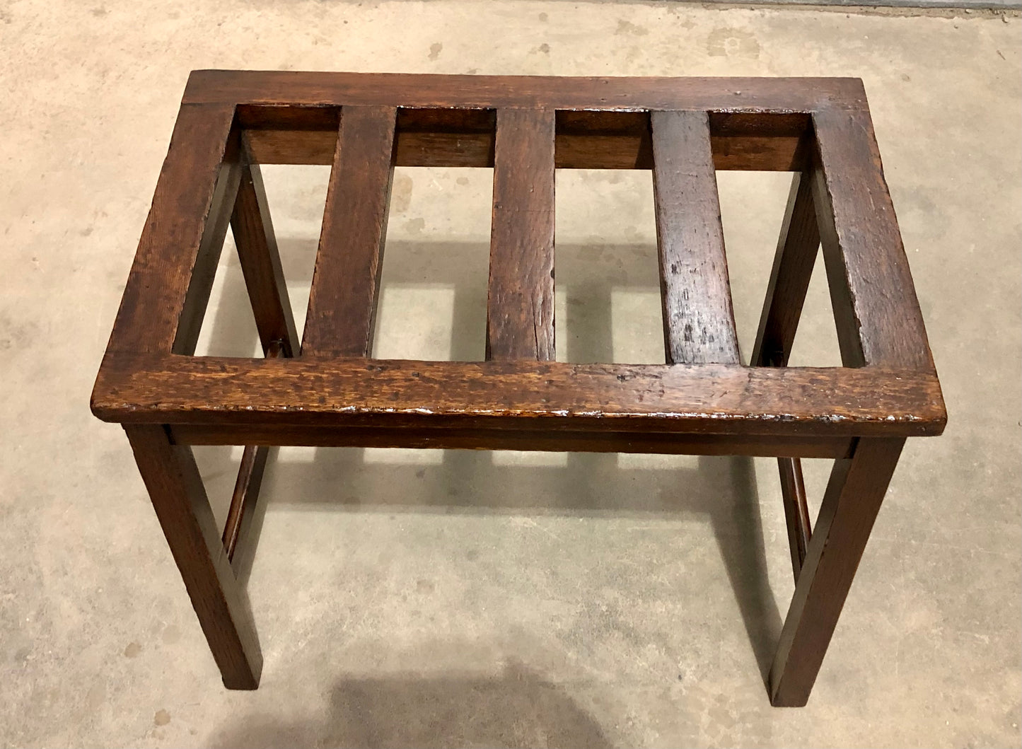 000721....Two Vintage Luggage Racks / Suitcase Stands ( sold )