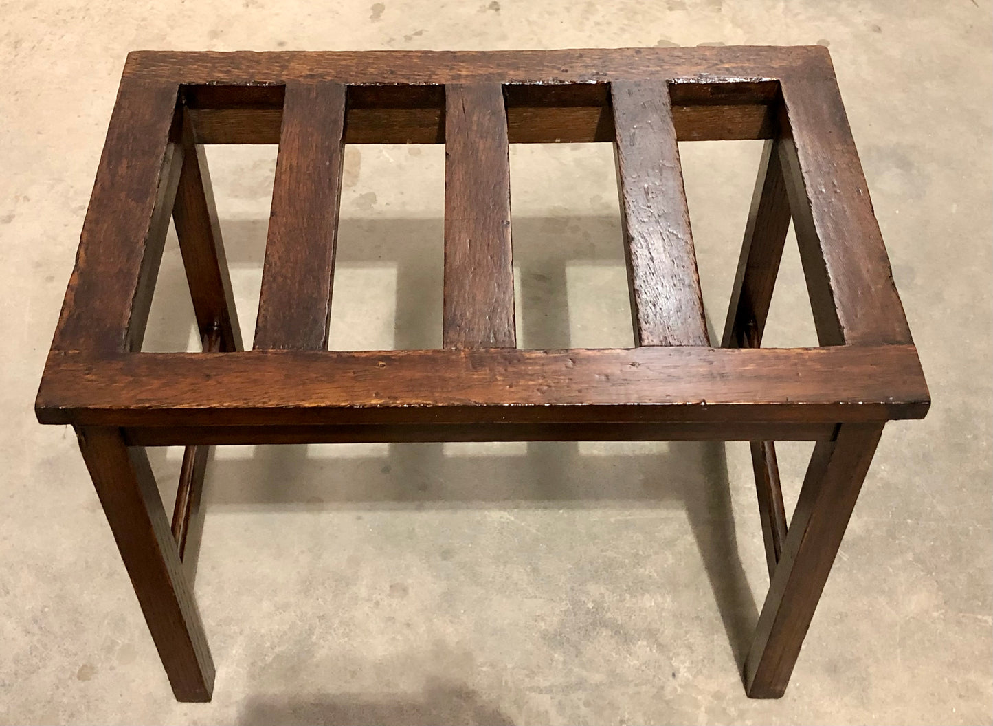 000721....Two Vintage Luggage Racks / Suitcase Stands ( sold )