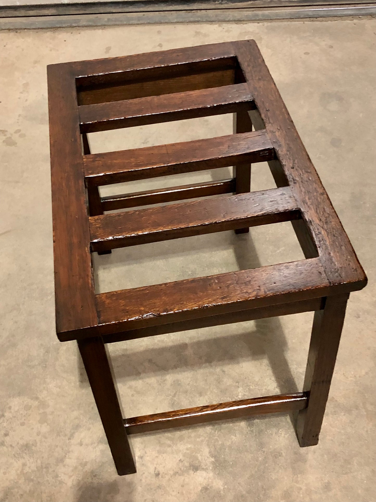 000721....Two Vintage Luggage Racks / Suitcase Stands ( sold )