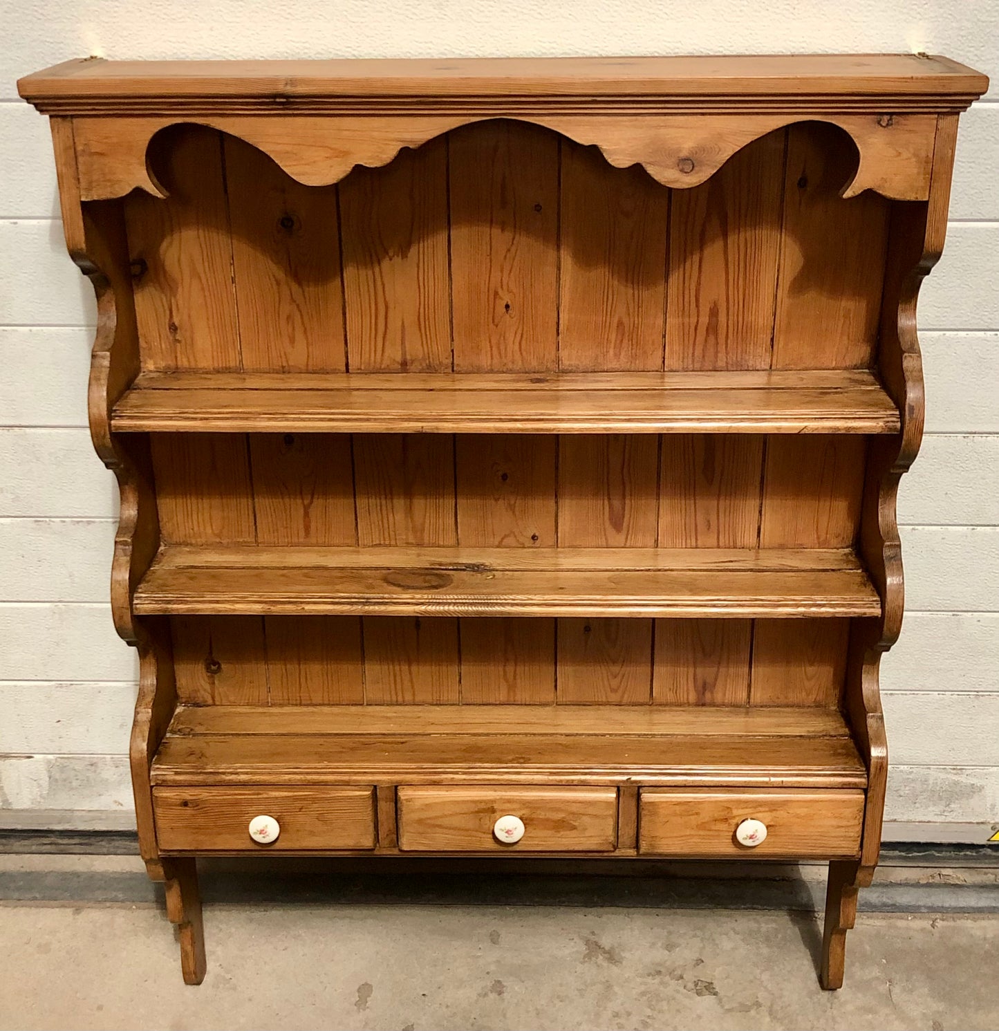 000712....Handsome Set Of Vintage Pine Wall Shelves ( sold )