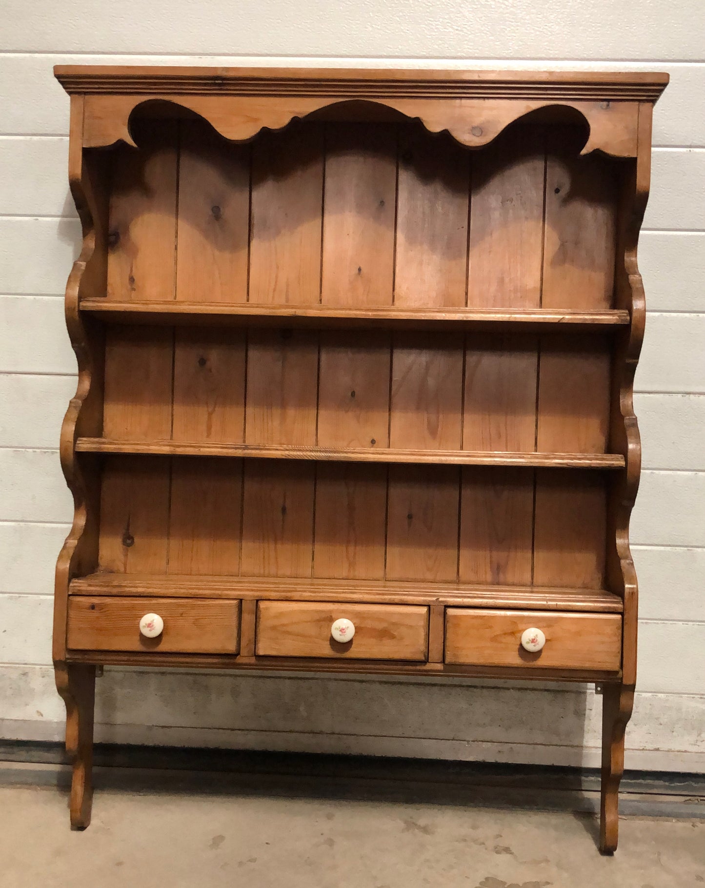 000712....Handsome Set Of Vintage Pine Wall Shelves ( sold )
