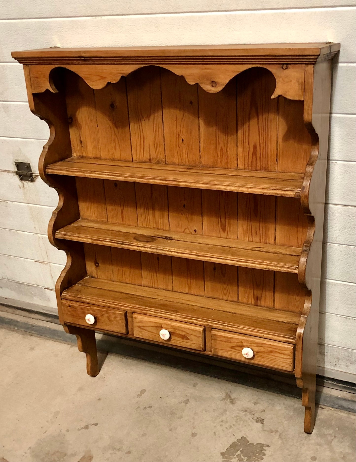 000712....Handsome Set Of Vintage Pine Wall Shelves ( sold )