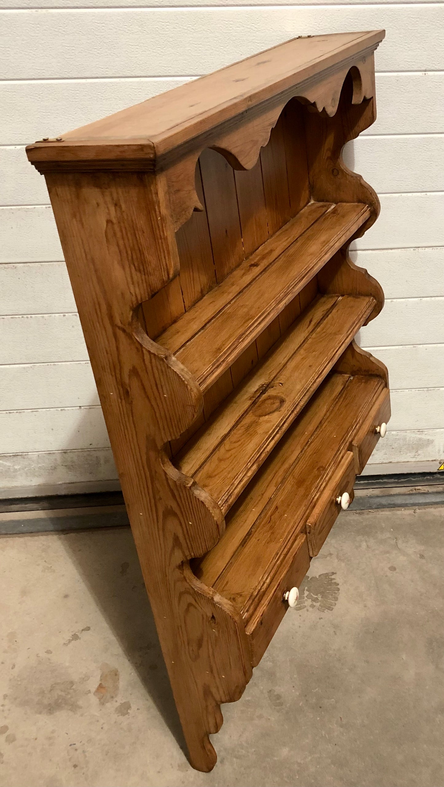 000712....Handsome Set Of Vintage Pine Wall Shelves ( sold )