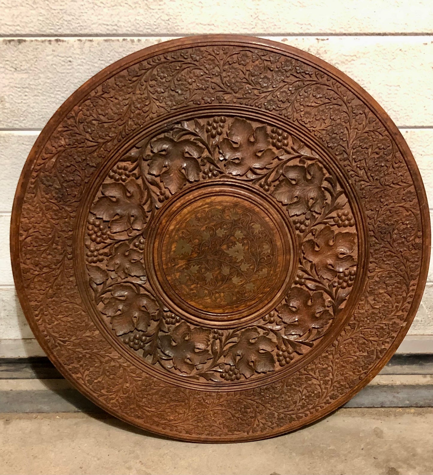 000711.... Handsome Vintage Indian Carved Hardwood Occasional Table