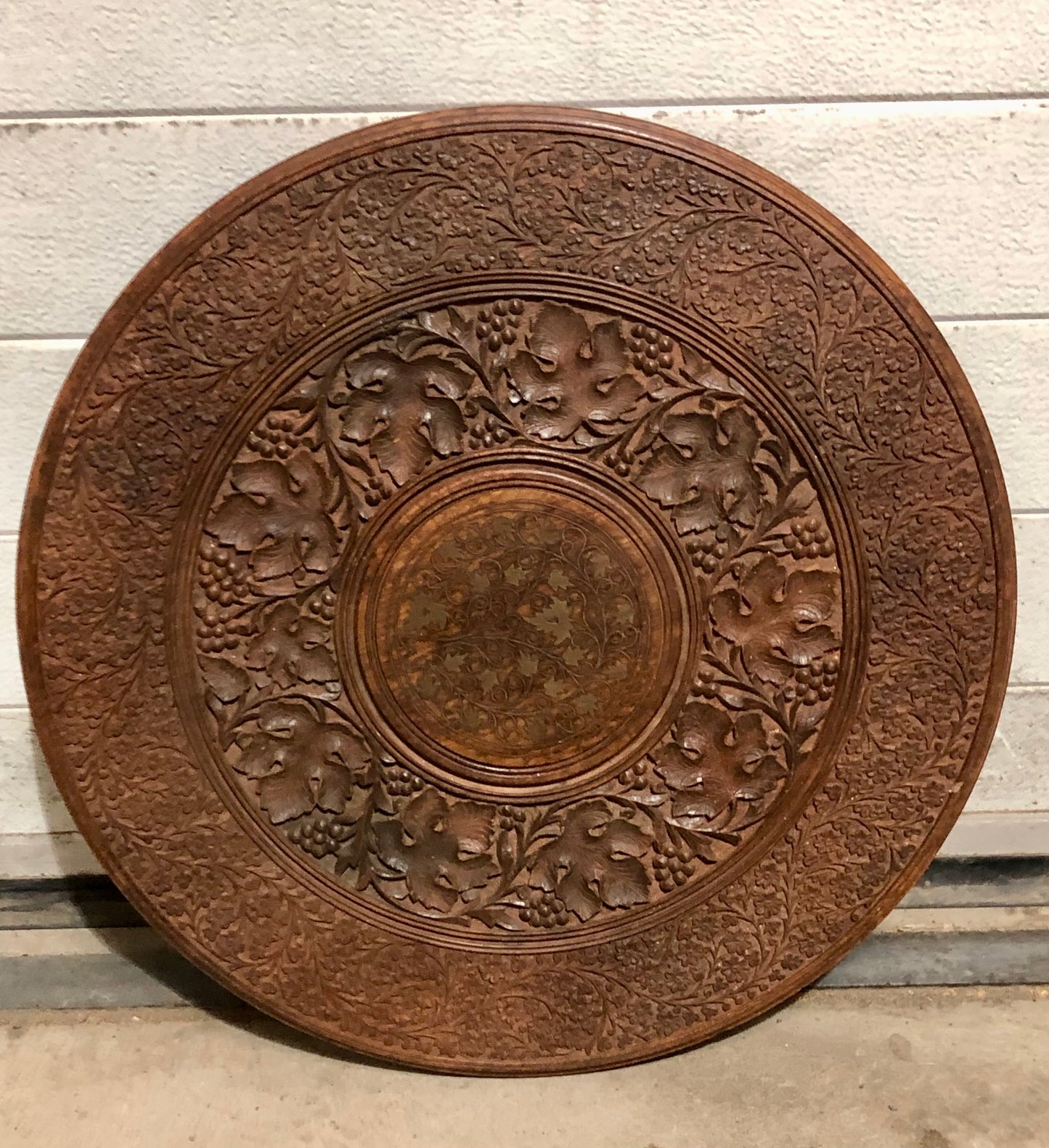 000711.... Handsome Vintage Indian Carved Hardwood Occasional Table