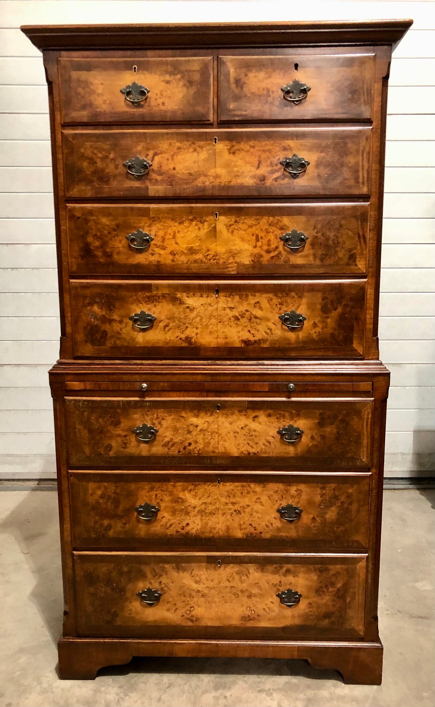 000709....Handsome Large Vintage Walnut Tallboy Chest On Chest ( sold )