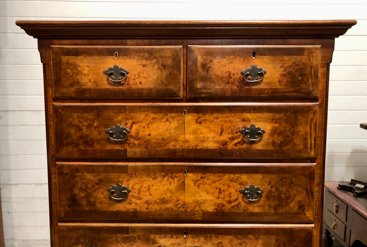 000709....Handsome Large Vintage Walnut Tallboy Chest On Chest ( sold )