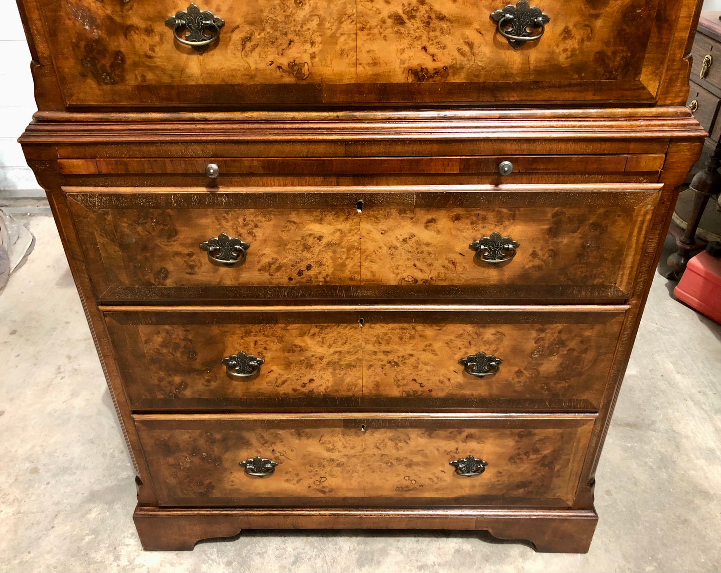 000709....Handsome Large Vintage Walnut Tallboy Chest On Chest ( sold )