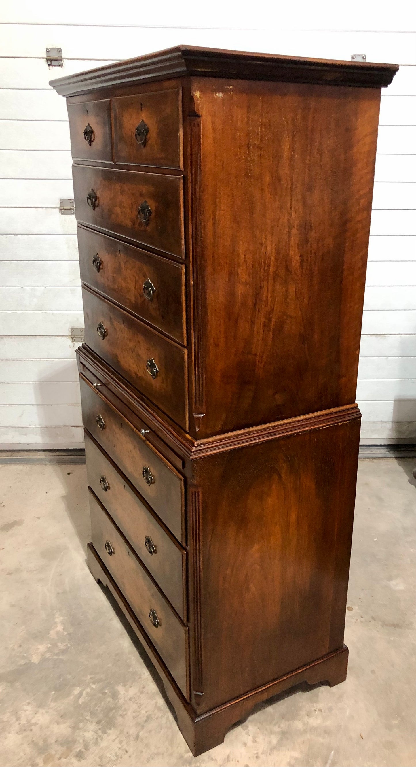 000709....Handsome Large Vintage Walnut Tallboy Chest On Chest ( sold )