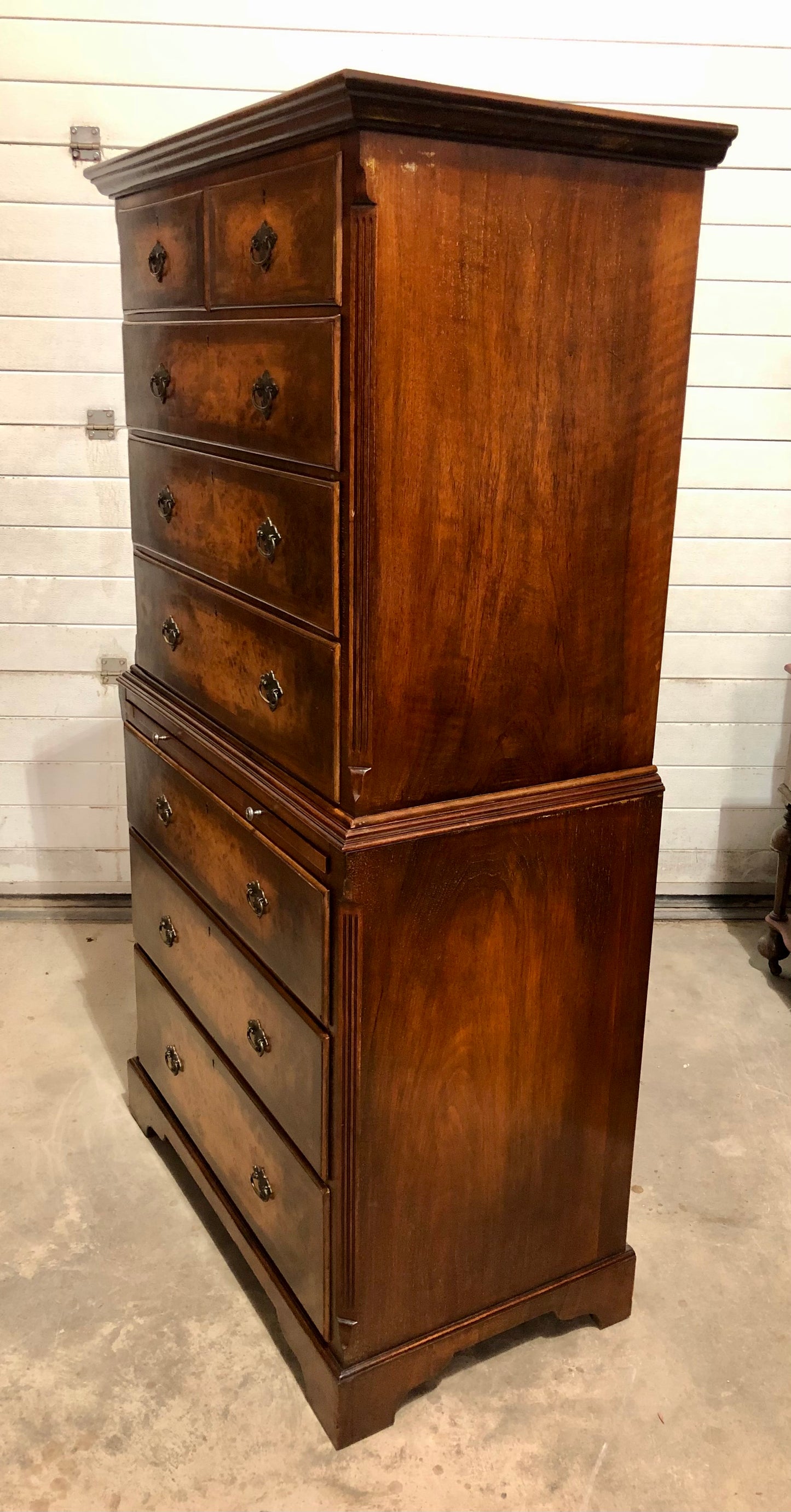 000709....Handsome Large Vintage Walnut Tallboy Chest On Chest ( sold )