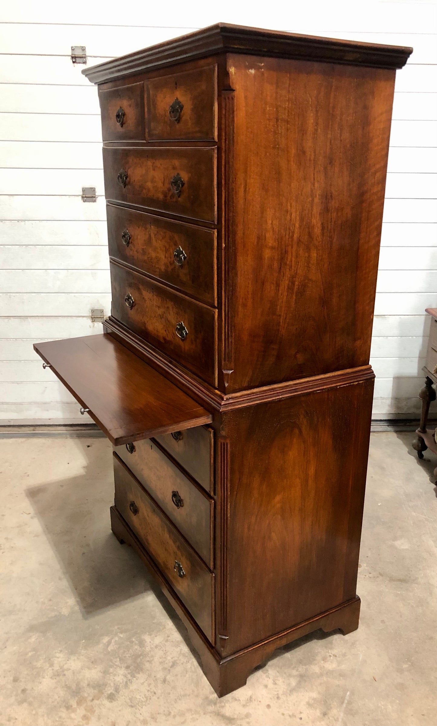 000709....Handsome Large Vintage Walnut Tallboy Chest On Chest ( sold )