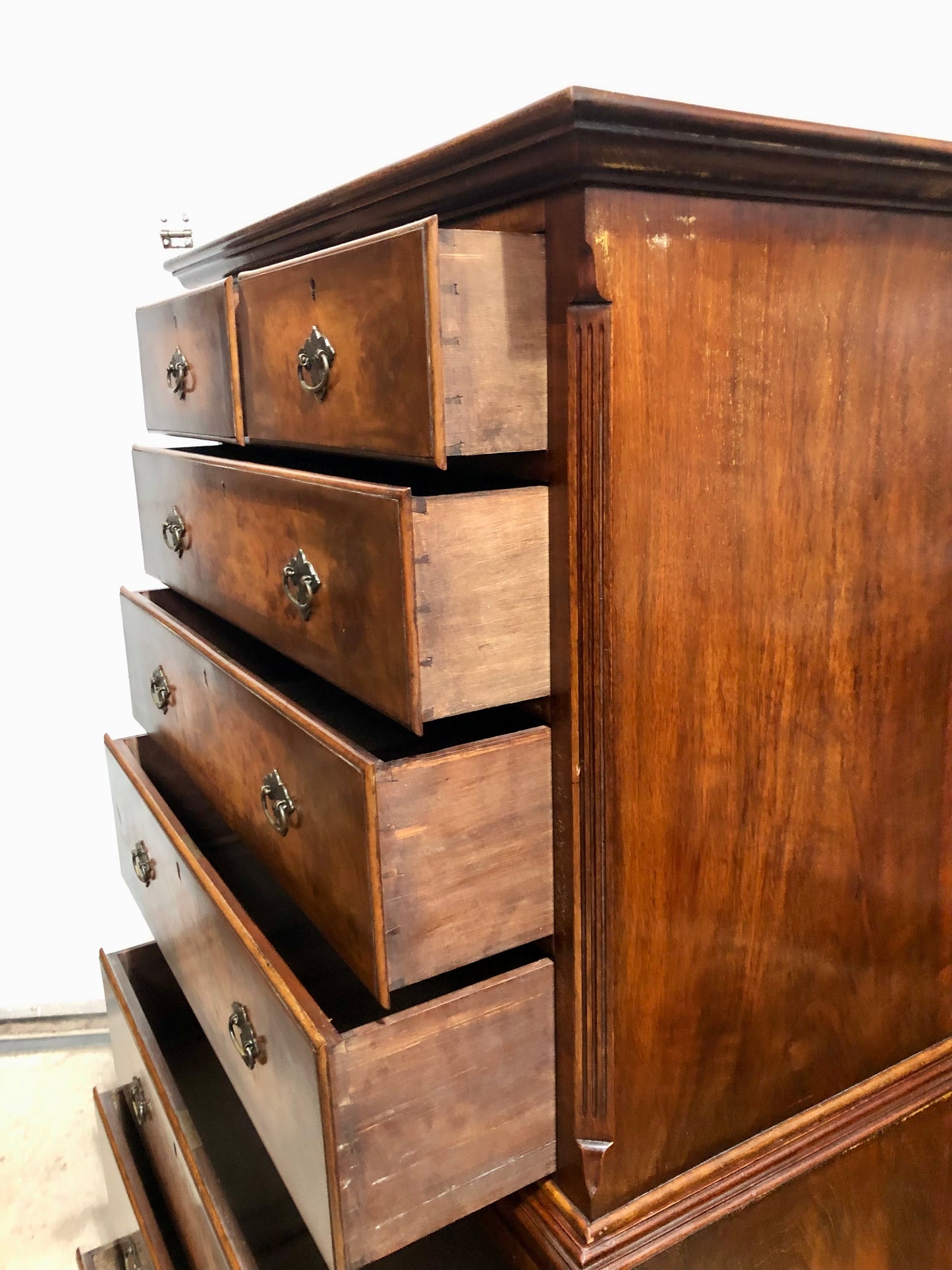 000709....Handsome Large Vintage Walnut Tallboy Chest On Chest ( sold )