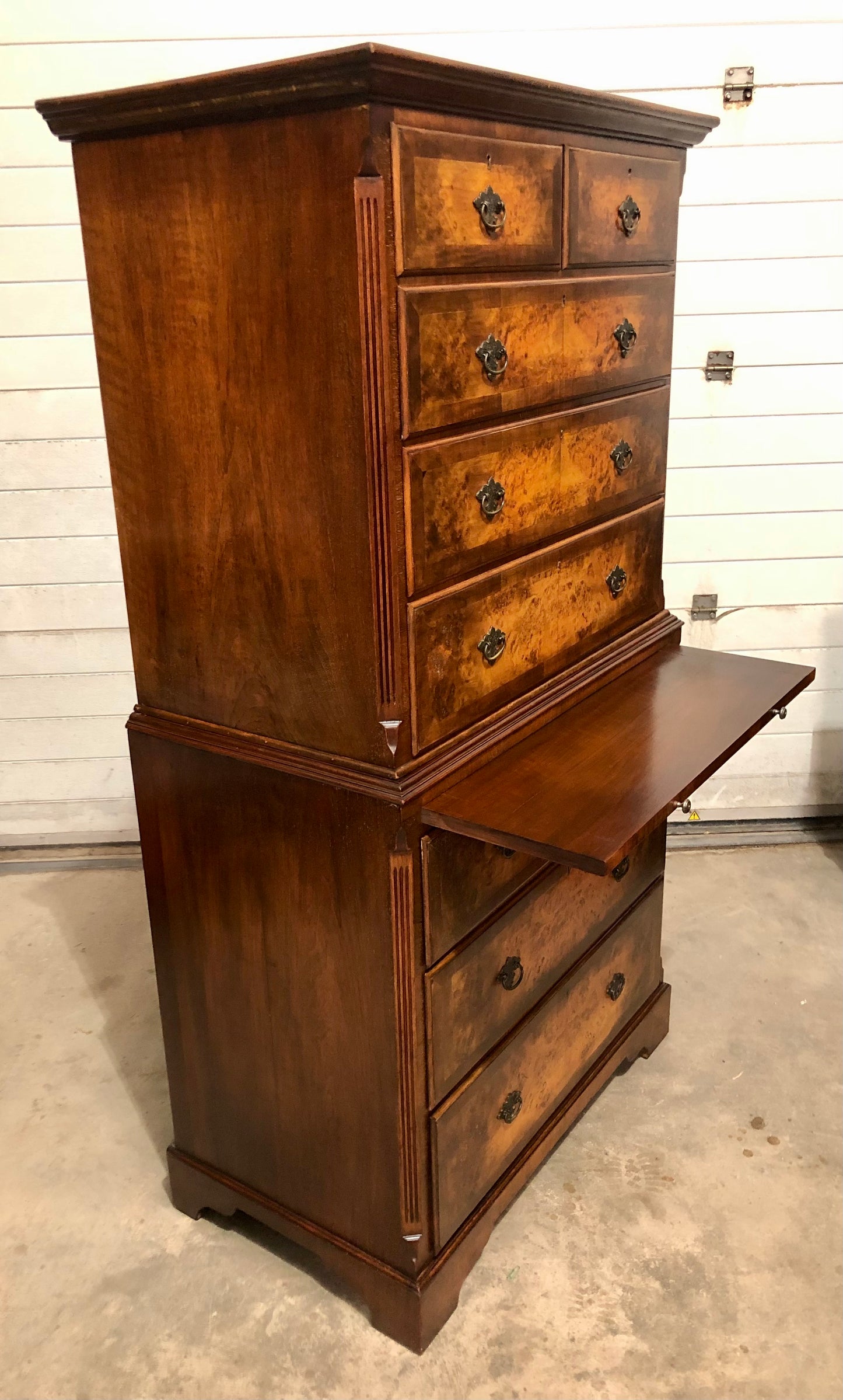 000709....Handsome Large Vintage Walnut Tallboy Chest On Chest ( sold )