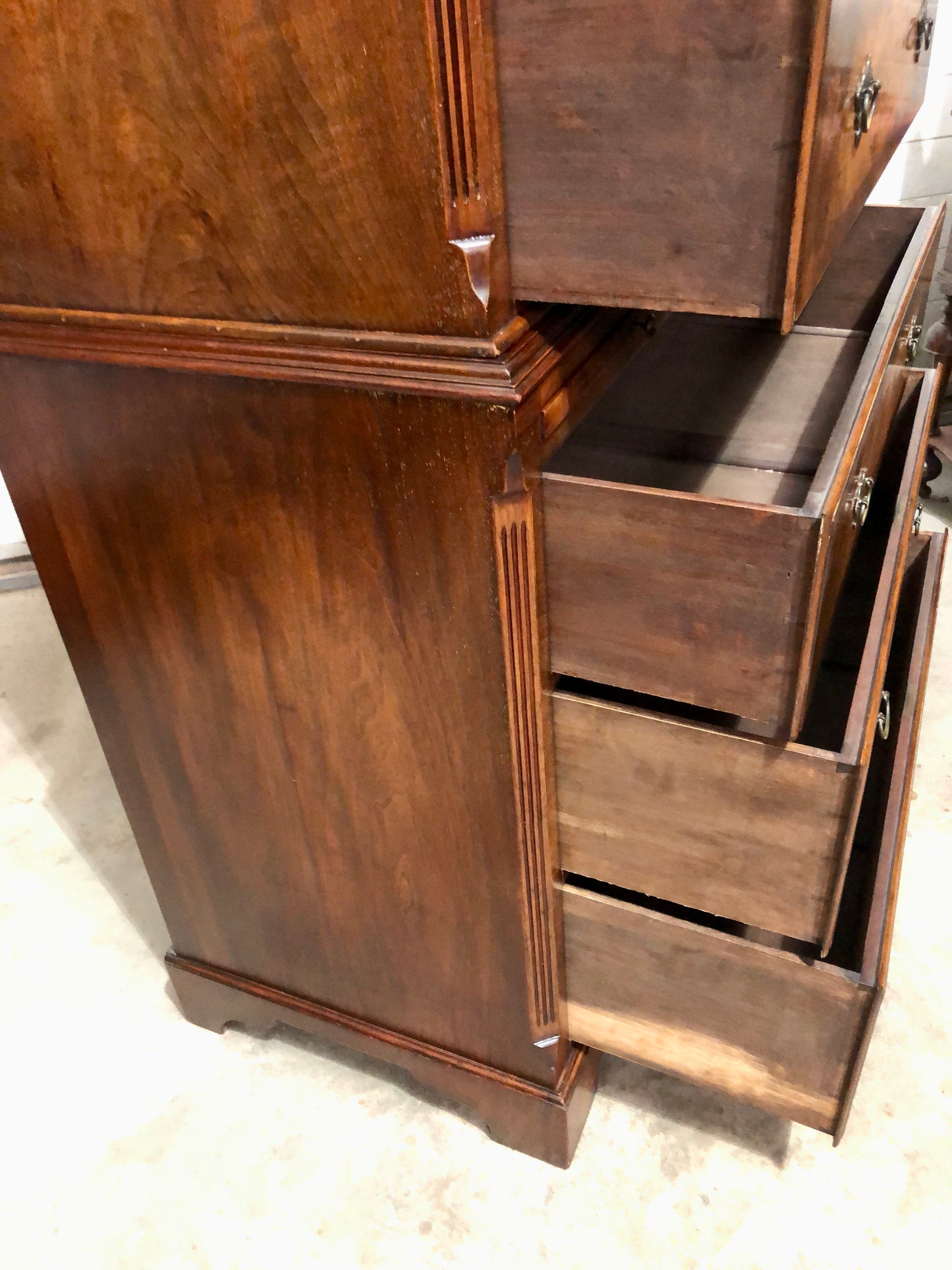 000709....Handsome Large Vintage Walnut Tallboy Chest On Chest ( sold )