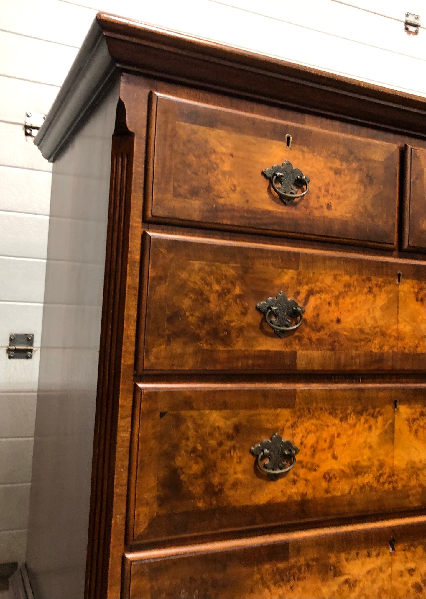 000709....Handsome Large Vintage Walnut Tallboy Chest On Chest ( sold )