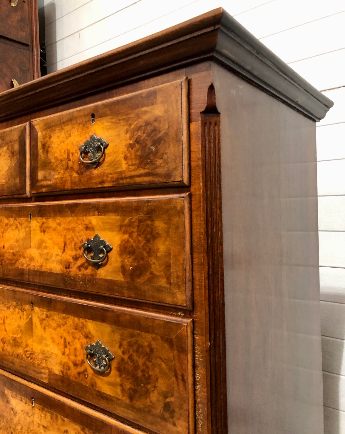 000709....Handsome Large Vintage Walnut Tallboy Chest On Chest ( sold )