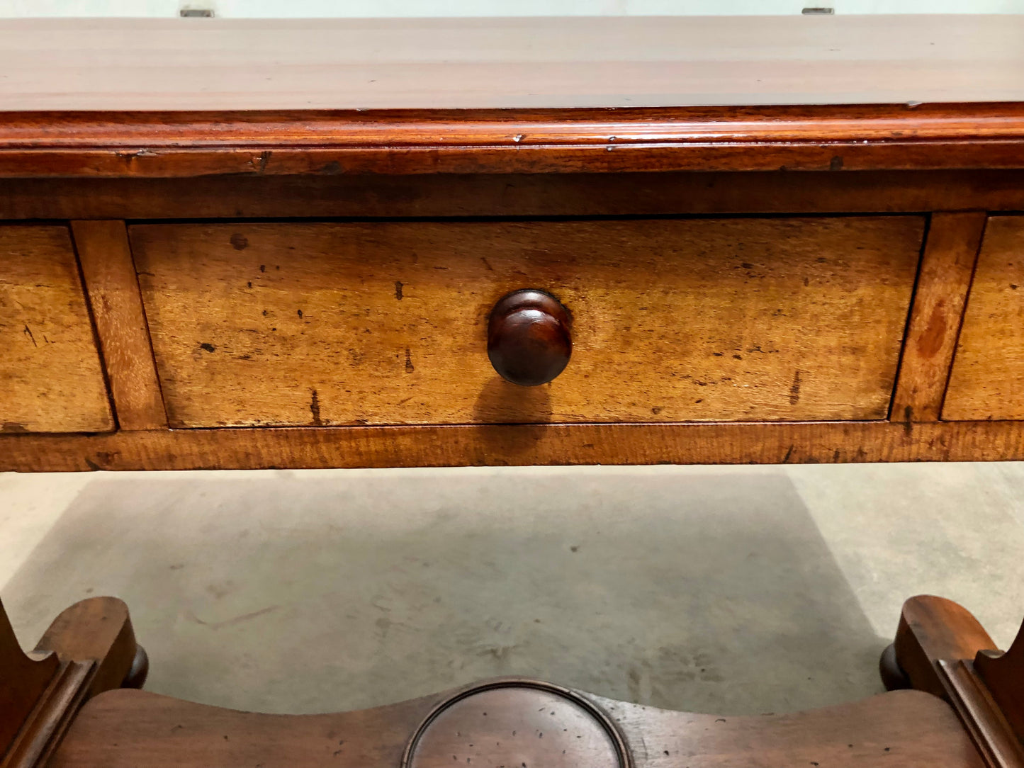 000708....Handsome Antique Mahogany Writing / Hall Table