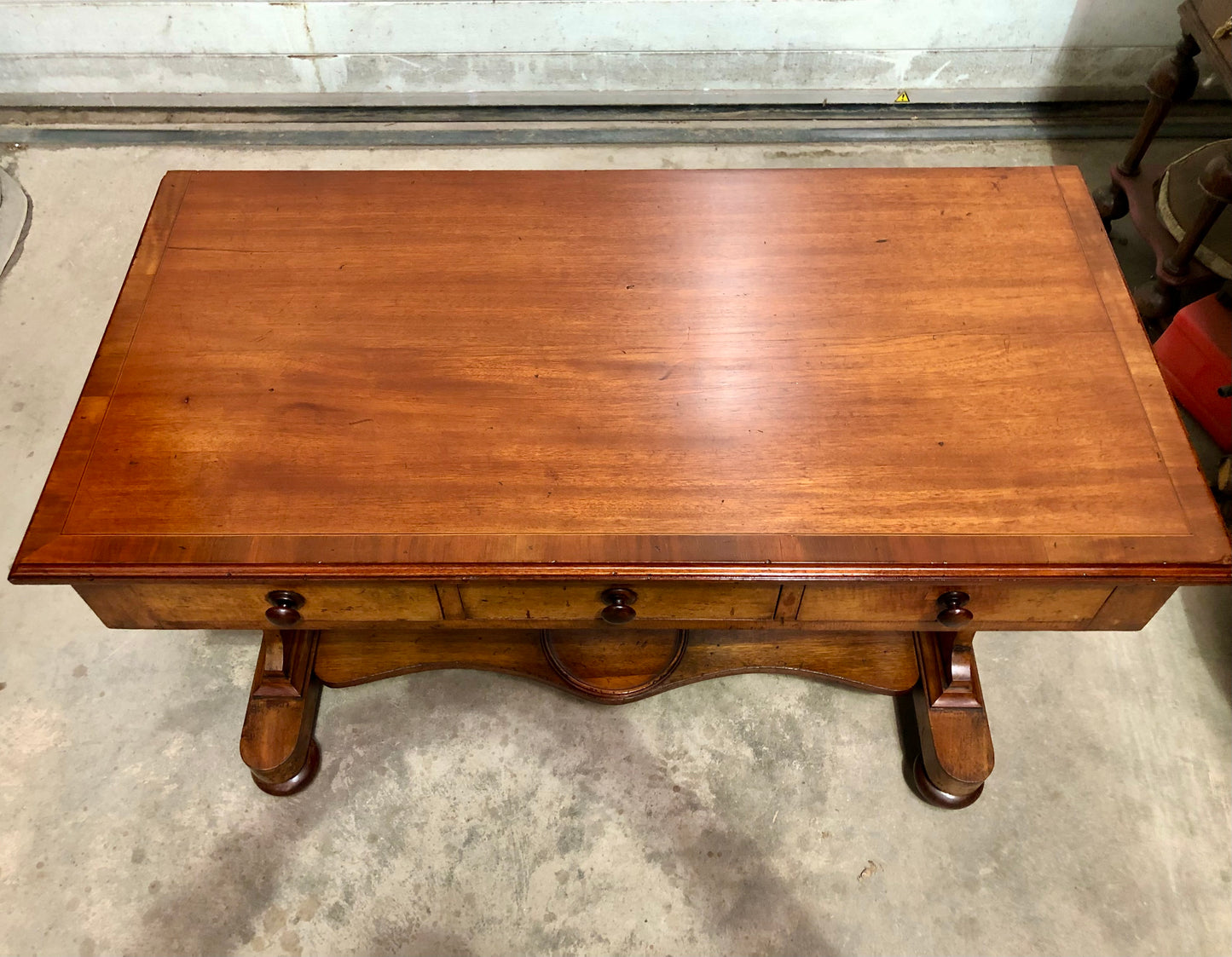 000708....Handsome Antique Mahogany Writing / Hall Table
