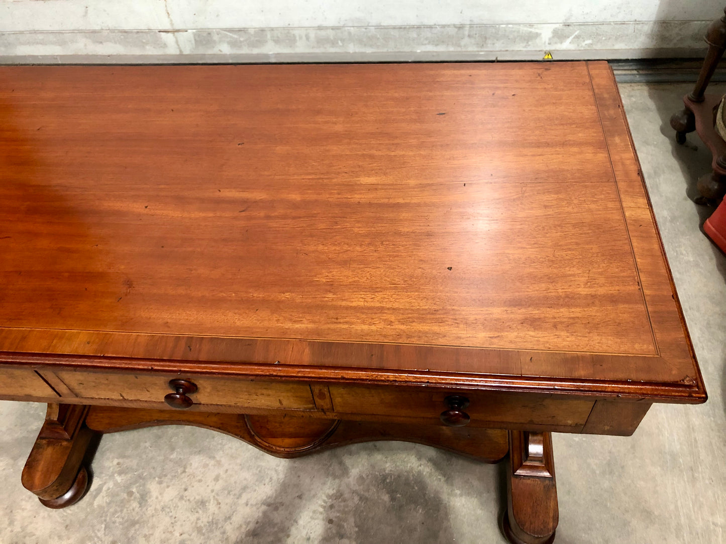 000708....Handsome Antique Mahogany Writing / Hall Table