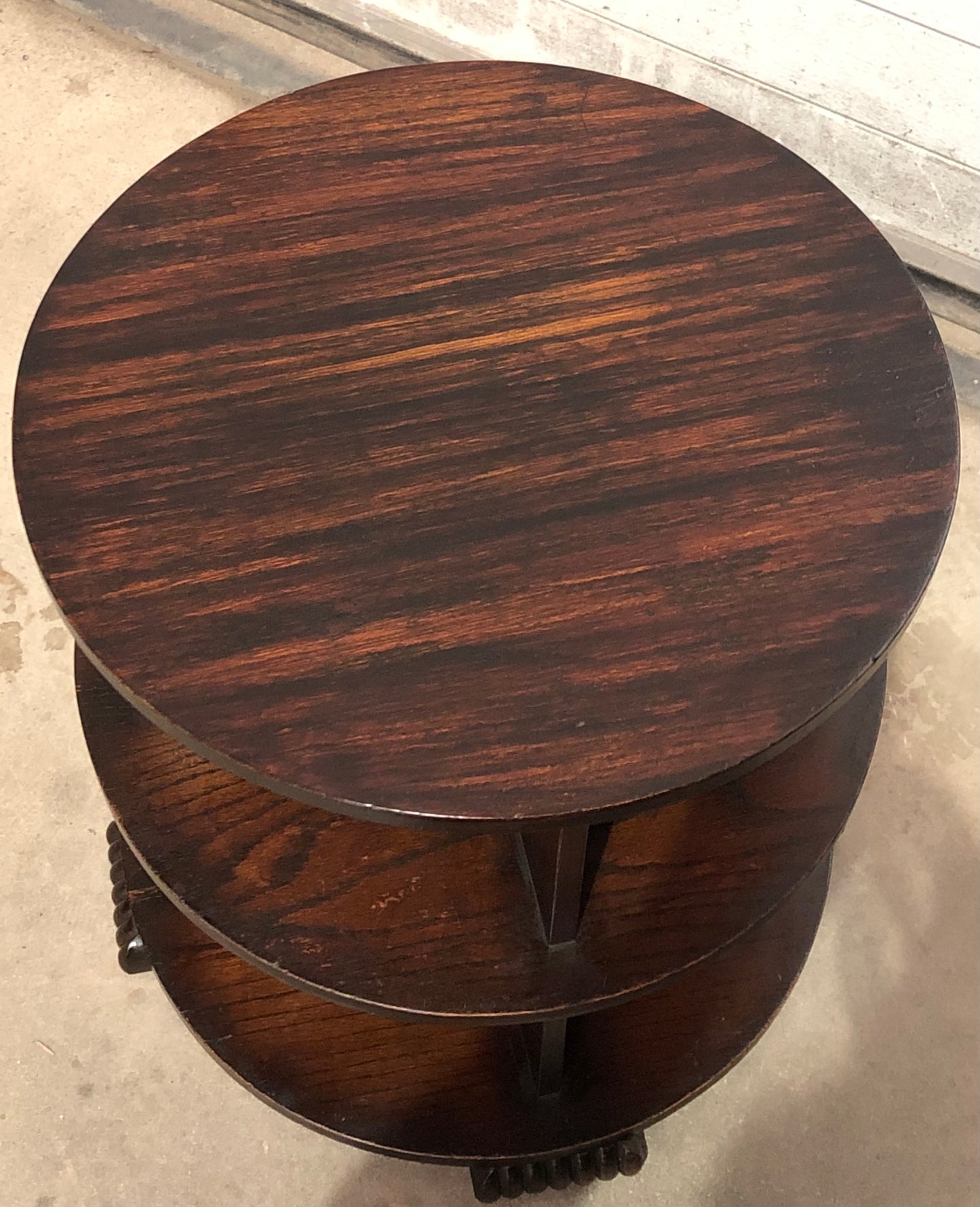 000701....Art Deco Oak Coffee Table With Bookcase Shelving ( sold )