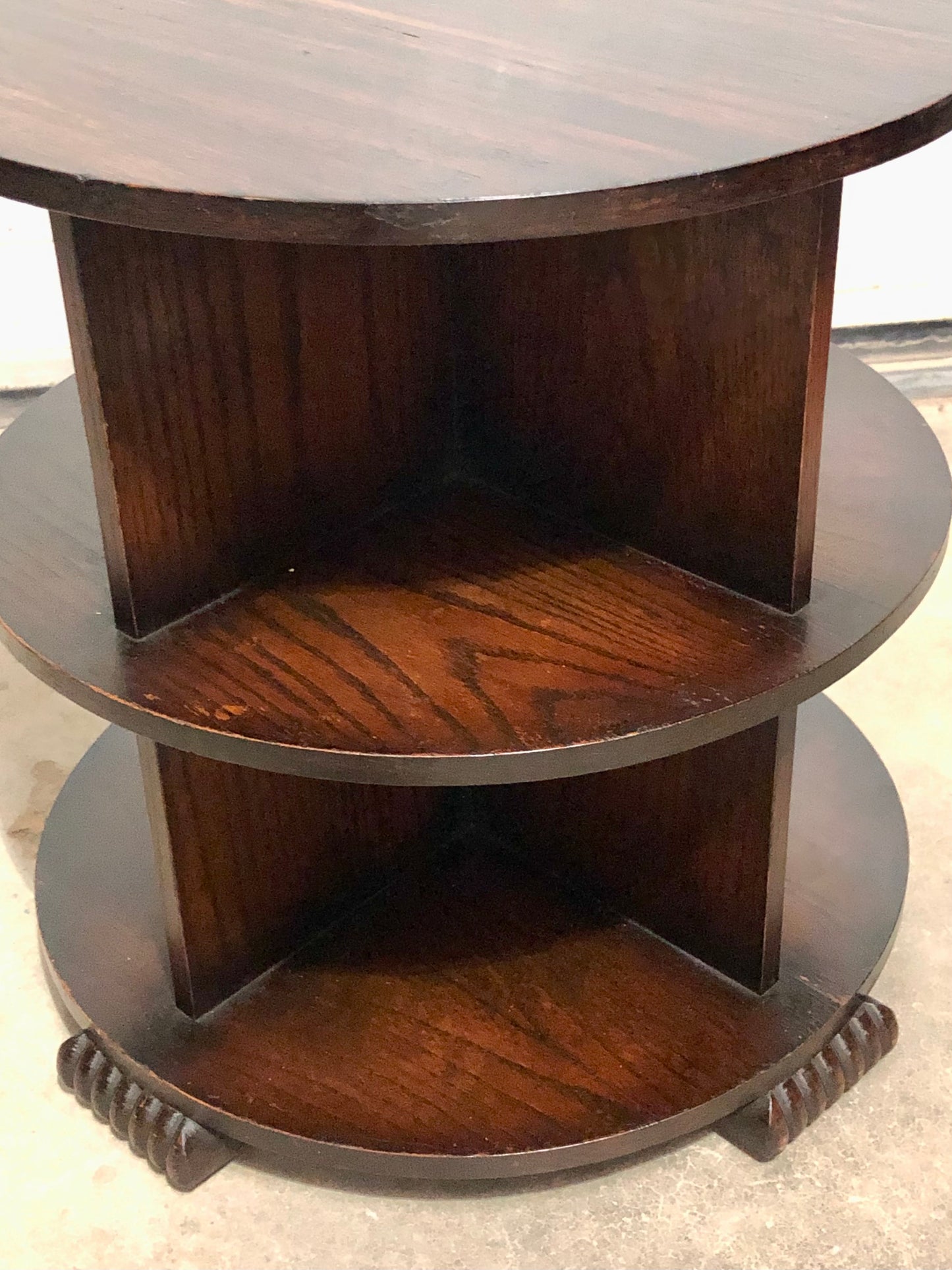 000701....Art Deco Oak Coffee Table With Bookcase Shelving ( sold )