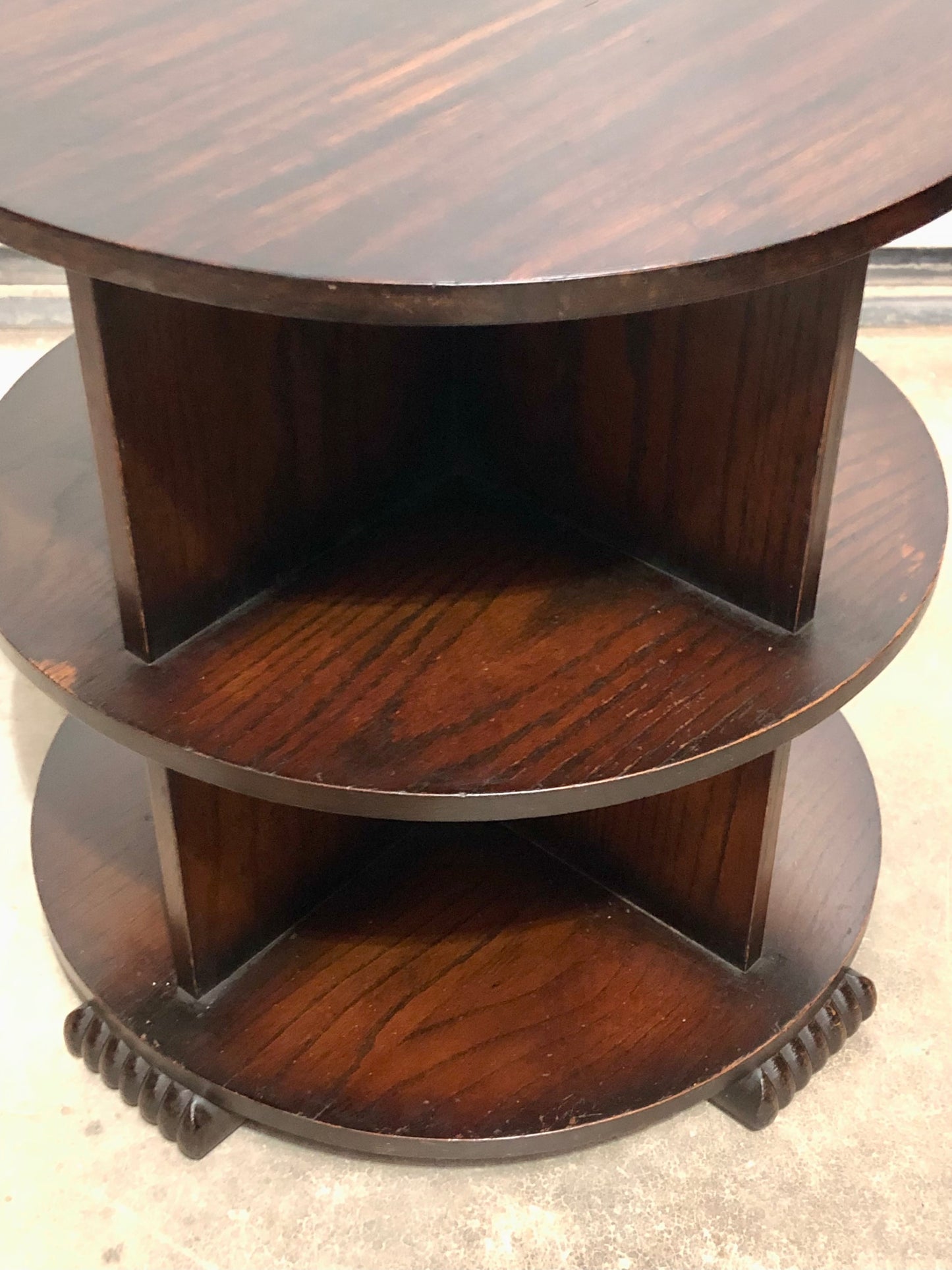 000701....Art Deco Oak Coffee Table With Bookcase Shelving ( sold )