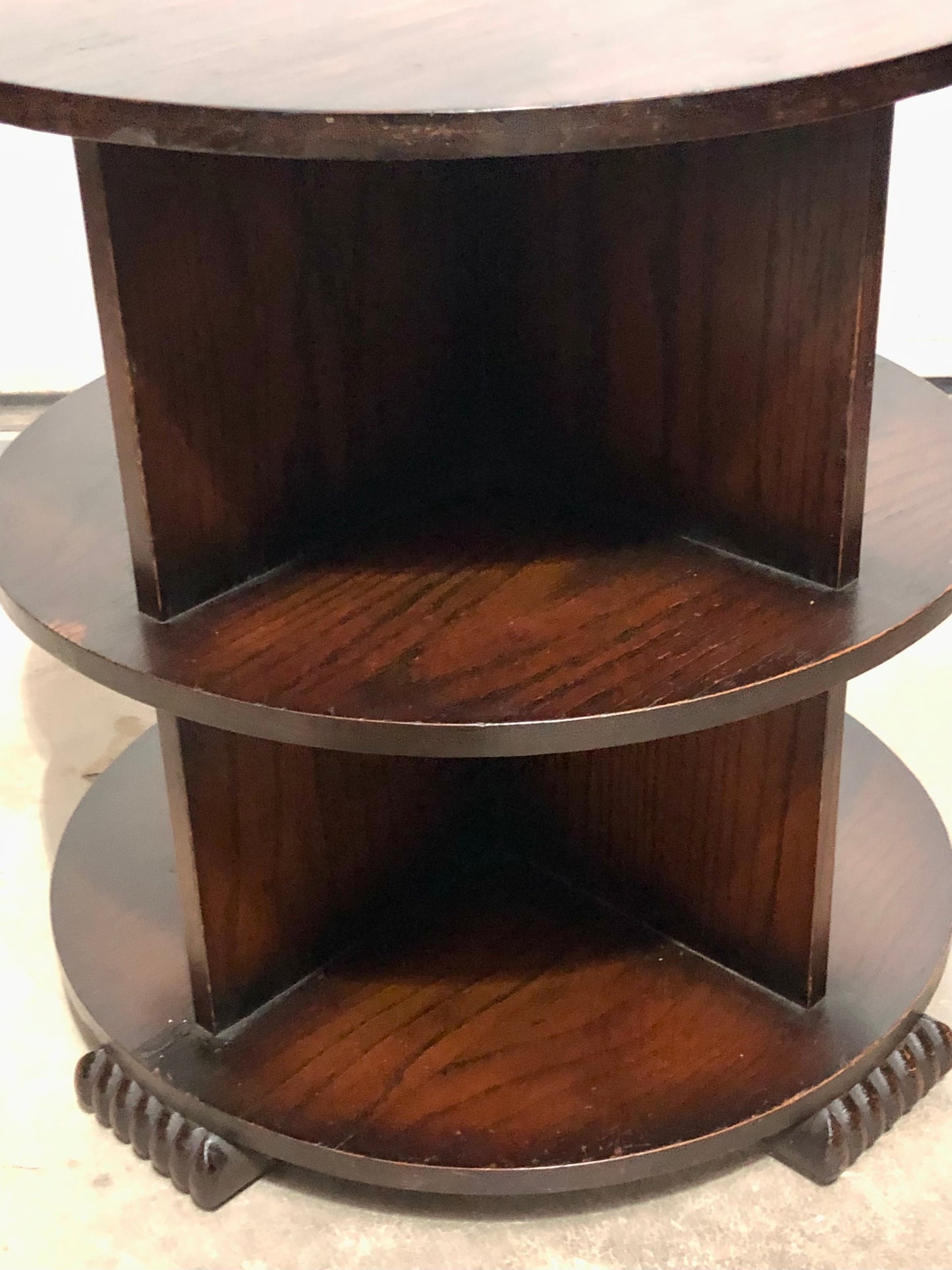 000701....Art Deco Oak Coffee Table With Bookcase Shelving ( sold )