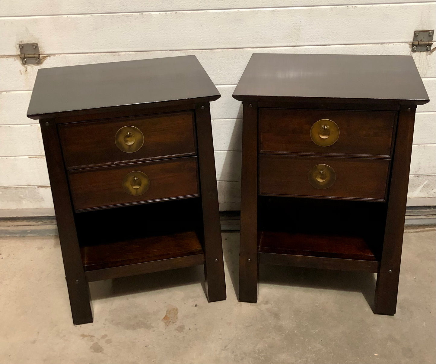 000698....Handsome Pair Of Oriental Style Bedside Lamp Tables ( sold )