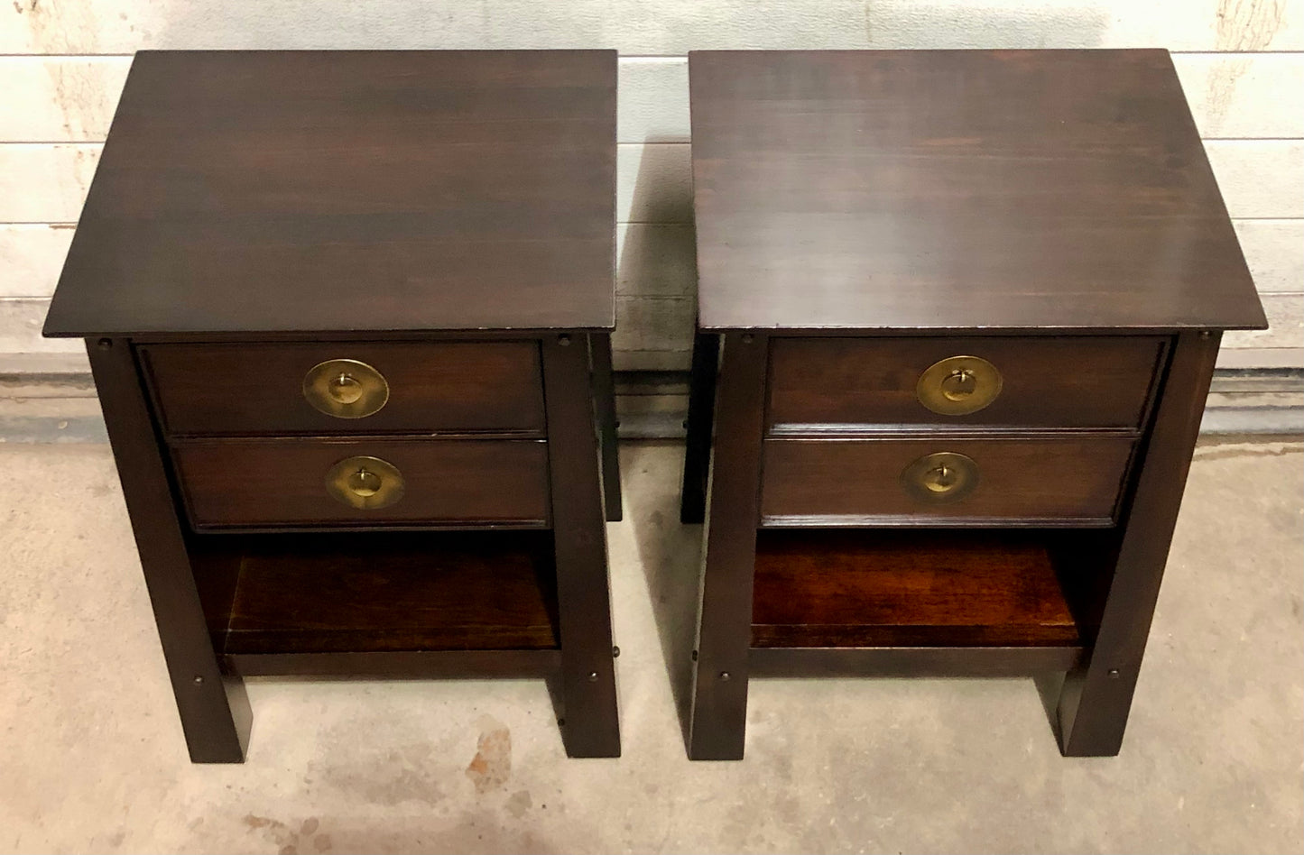 000698....Handsome Pair Of Oriental Style Bedside Lamp Tables ( sold )