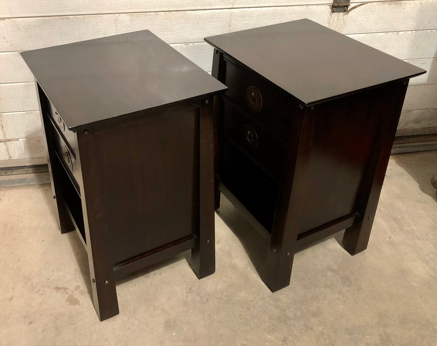 000698....Handsome Pair Of Oriental Style Bedside Lamp Tables ( sold )