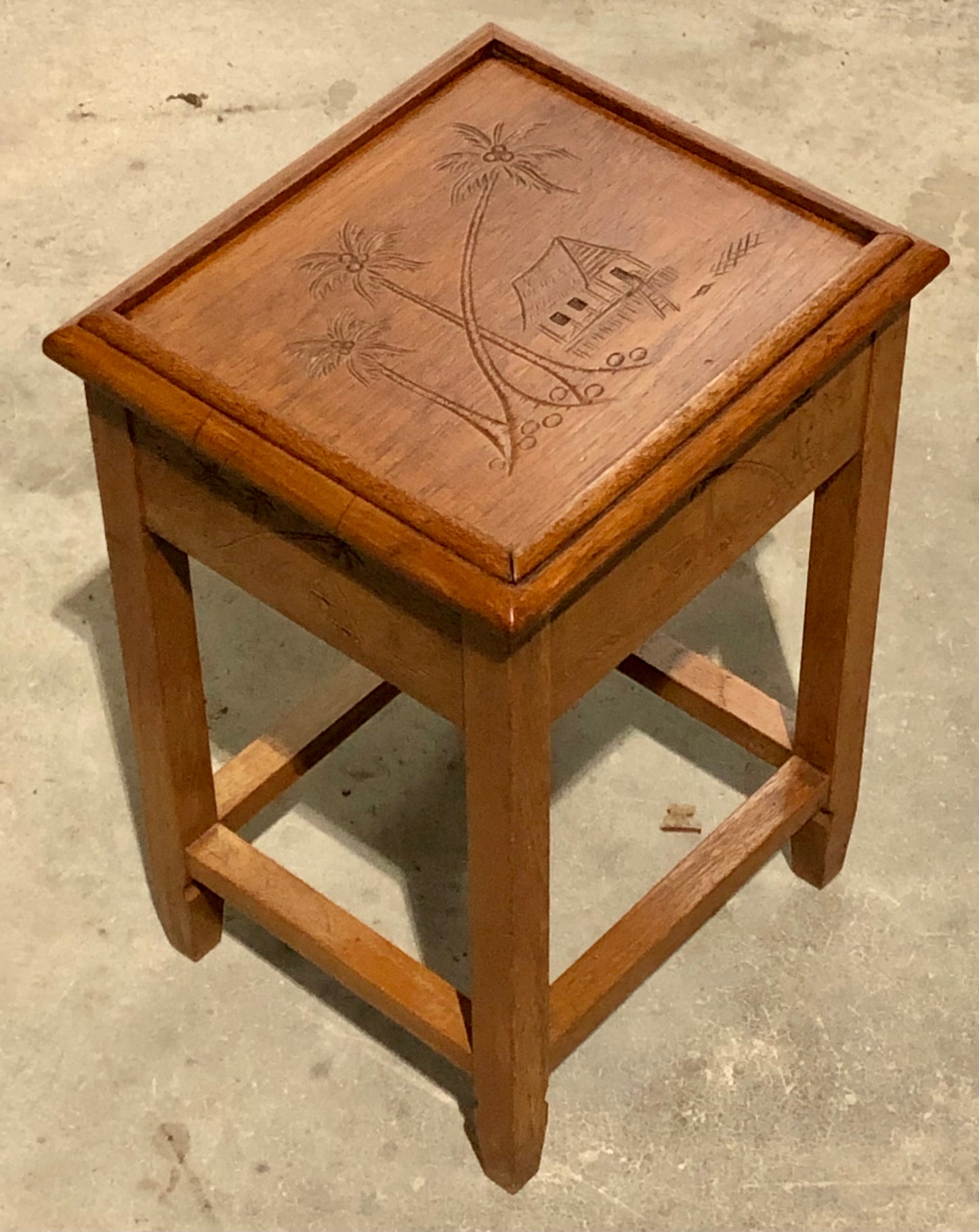 000697....Handsome Vintage Carved Teak Nest Of Four Tables