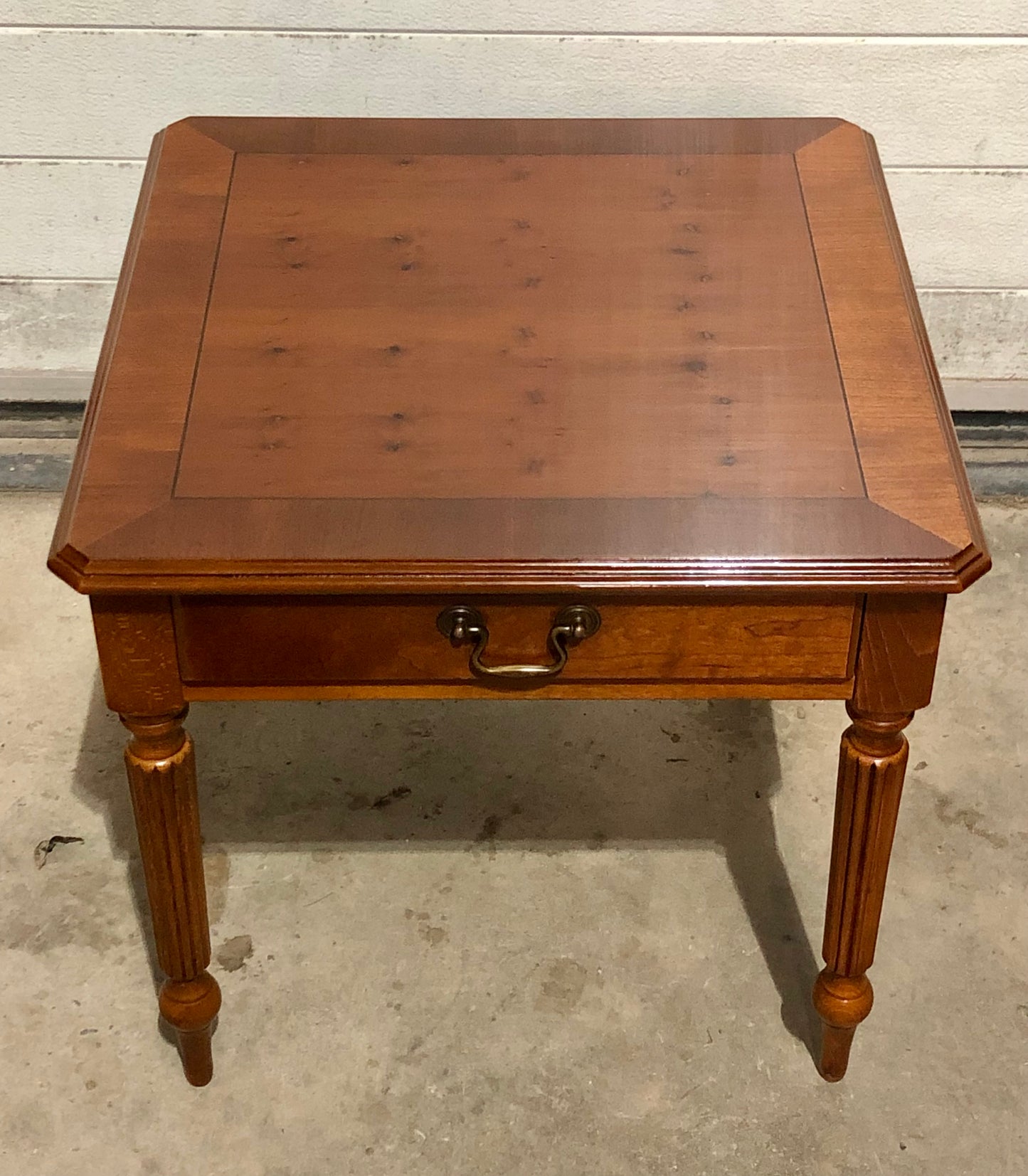 000696....Handsome Par Of Vintage Yew Lamp Tables / End Tables ( sold )