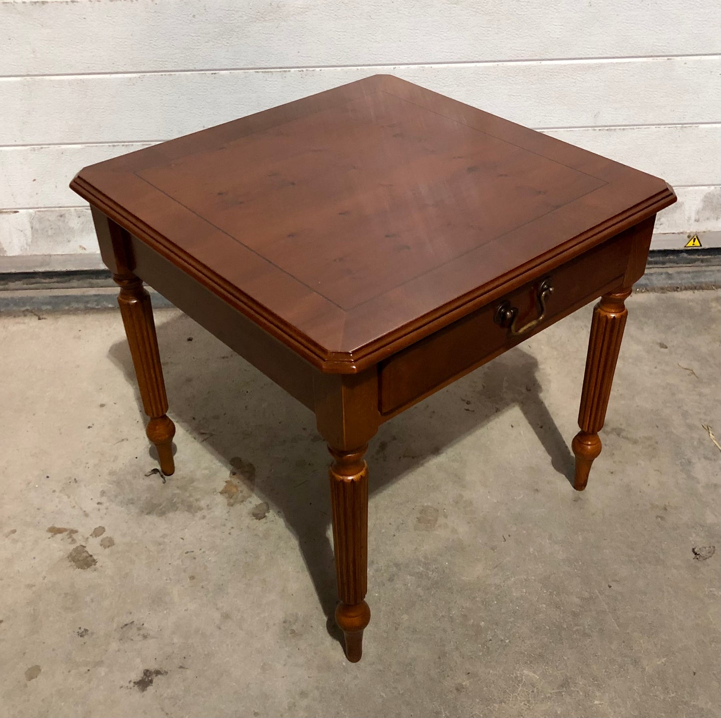 000696....Handsome Par Of Vintage Yew Lamp Tables / End Tables ( sold )