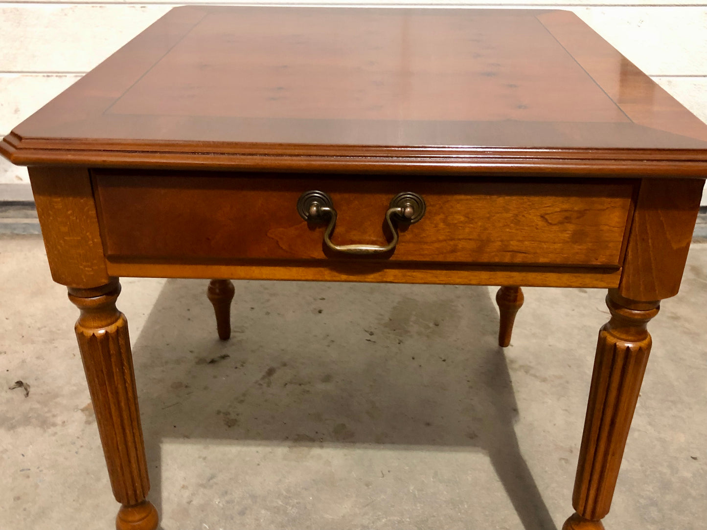 000696....Handsome Par Of Vintage Yew Lamp Tables / End Tables ( sold )