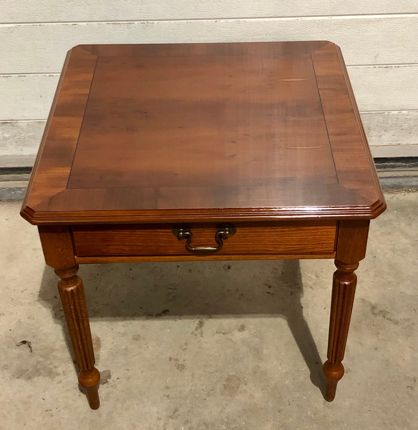 000696....Handsome Par Of Vintage Yew Lamp Tables / End Tables ( sold )