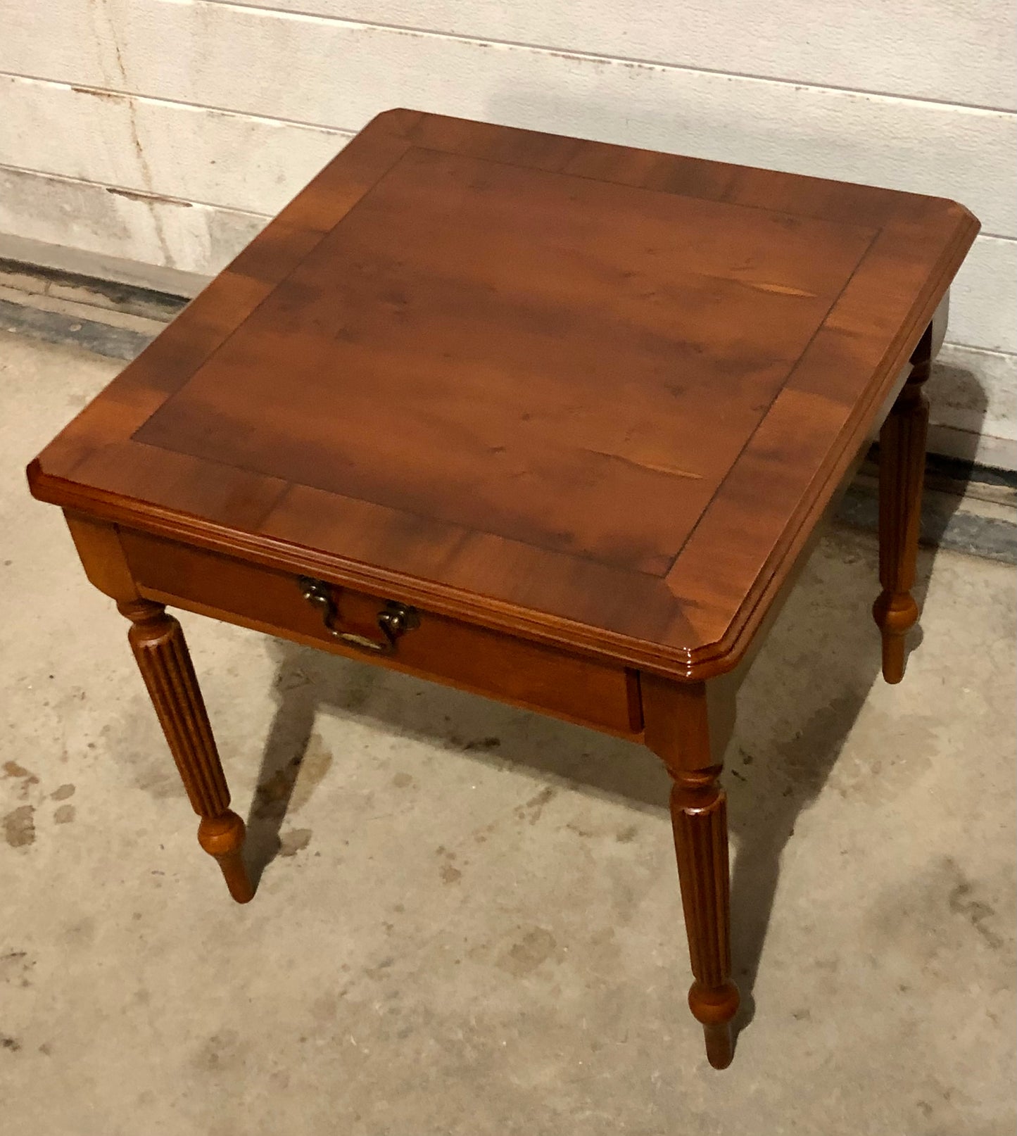 000696....Handsome Par Of Vintage Yew Lamp Tables / End Tables ( sold )