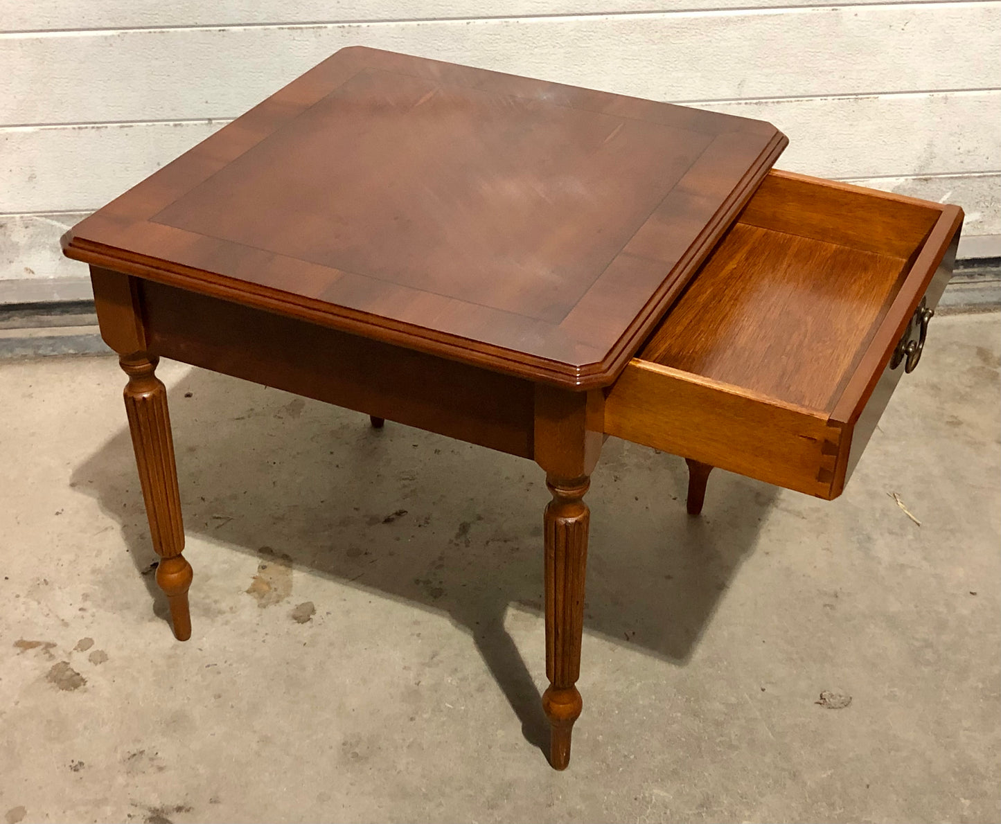 000696....Handsome Par Of Vintage Yew Lamp Tables / End Tables ( sold )
