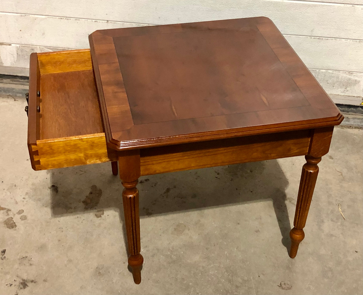 000696....Handsome Par Of Vintage Yew Lamp Tables / End Tables ( sold )