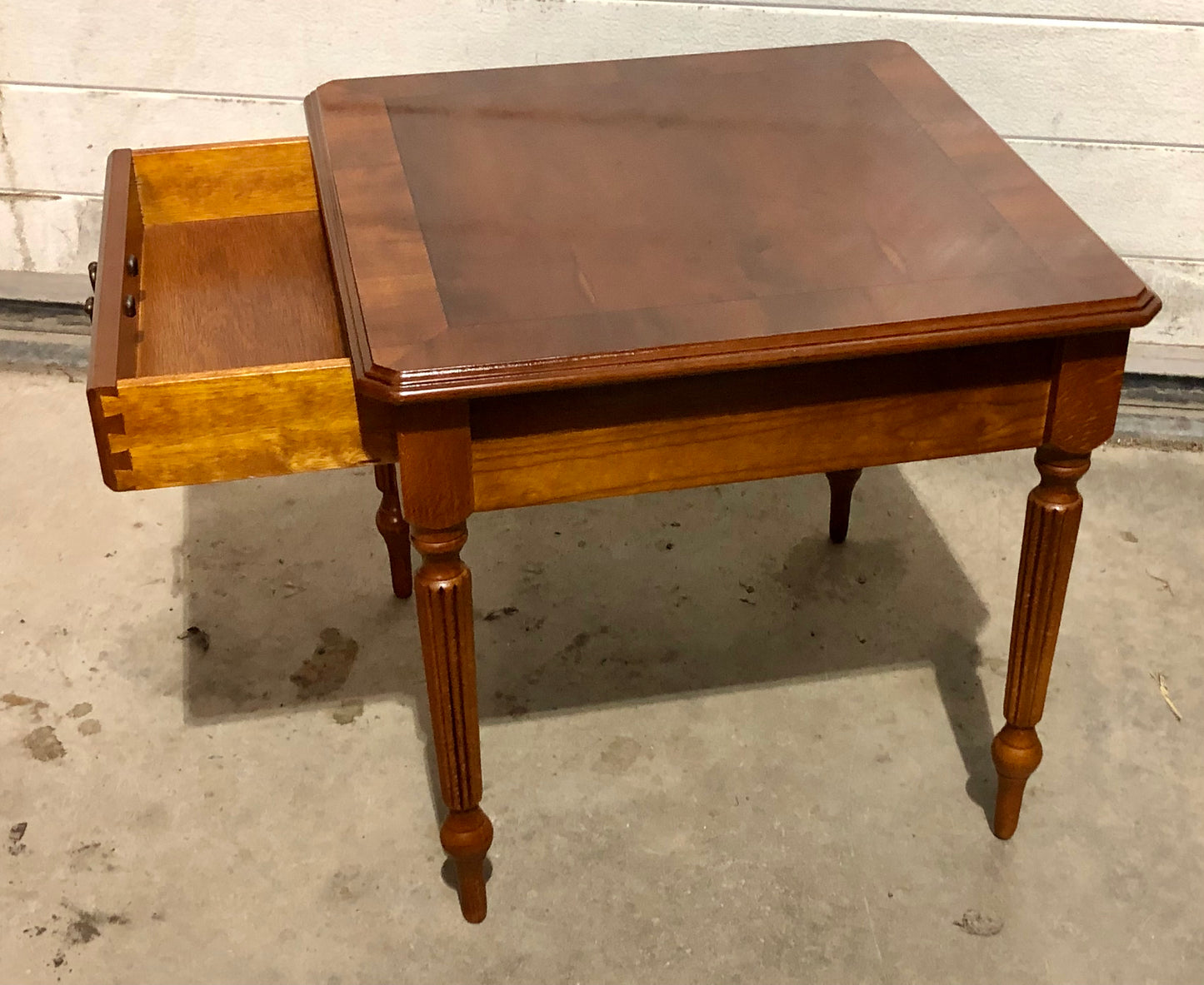 000696....Handsome Par Of Vintage Yew Lamp Tables / End Tables ( sold )