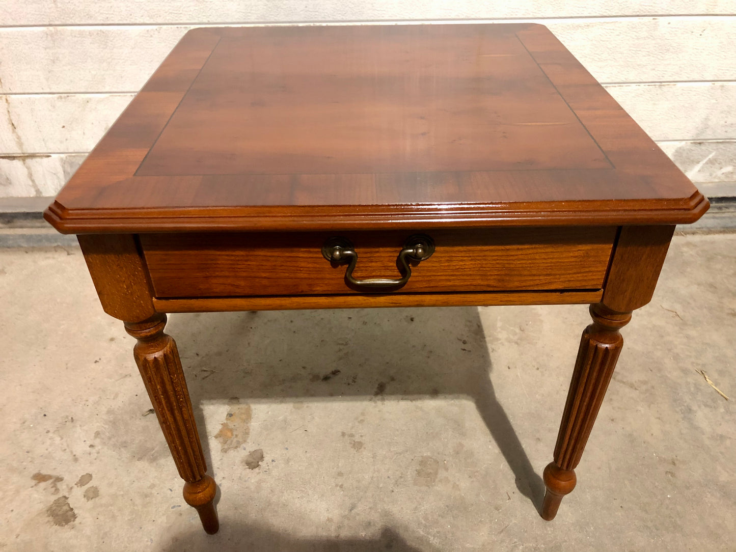 000696....Handsome Par Of Vintage Yew Lamp Tables / End Tables ( sold )