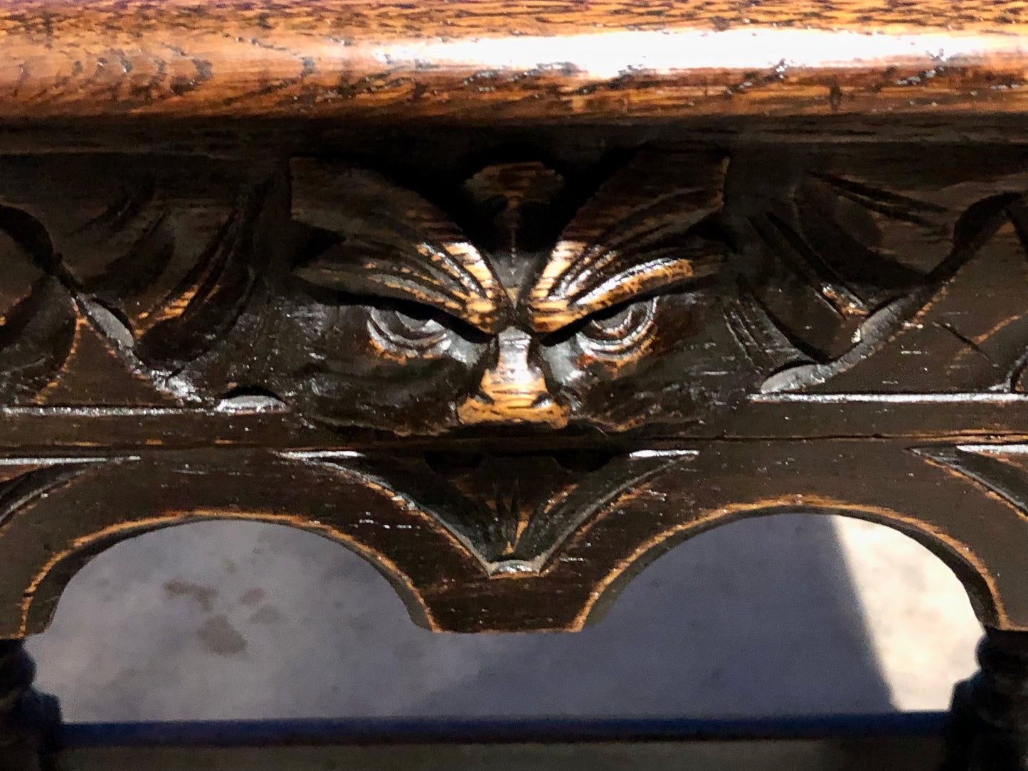 000695....Handsome Antique Carved Oak Side Table